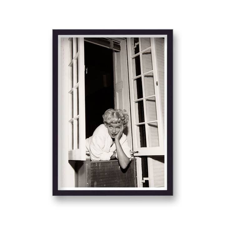 Marilyn Monroe Leaning From Window Hand On Cheek for wholesale by Gallery Print and Art
