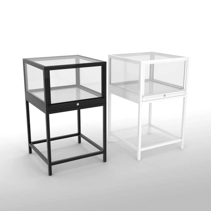 Illuminated 2FT Deluxe Museum Style Glass Showcase for wholesale by Econoco