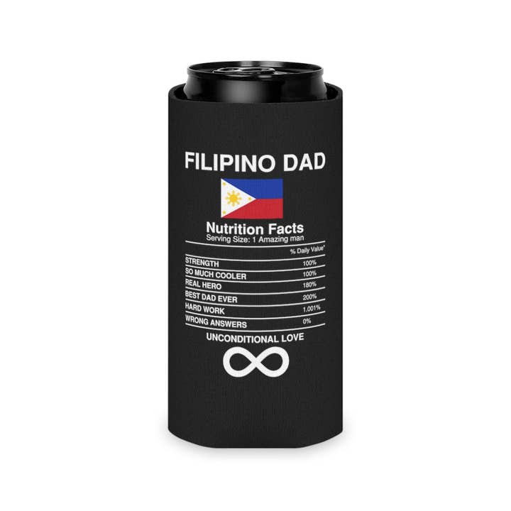 Teegarb LLC - Wholesale Drink huggers & koozies - Beer Can Cooler Sleeve Humorous Filipino Nutrition Facts Enthusiasts Illustration Hilarious Father's day Asian Cuisines Sayings2