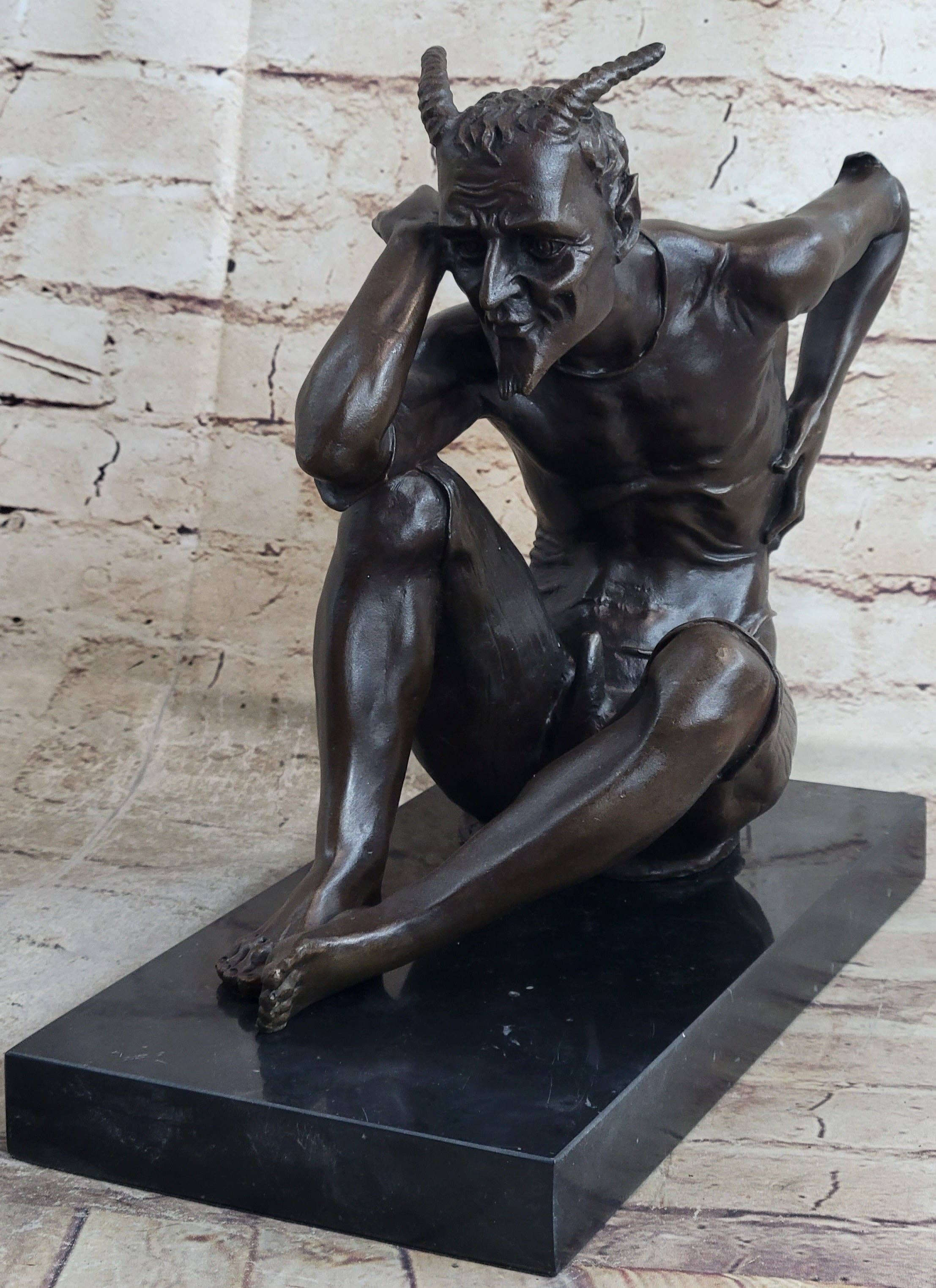 Bronzhaus - Wholesale Sculpture - Satan Devil Demon Satyr Bronze Statue Sculpture Figure Art 7.5" x 8"0