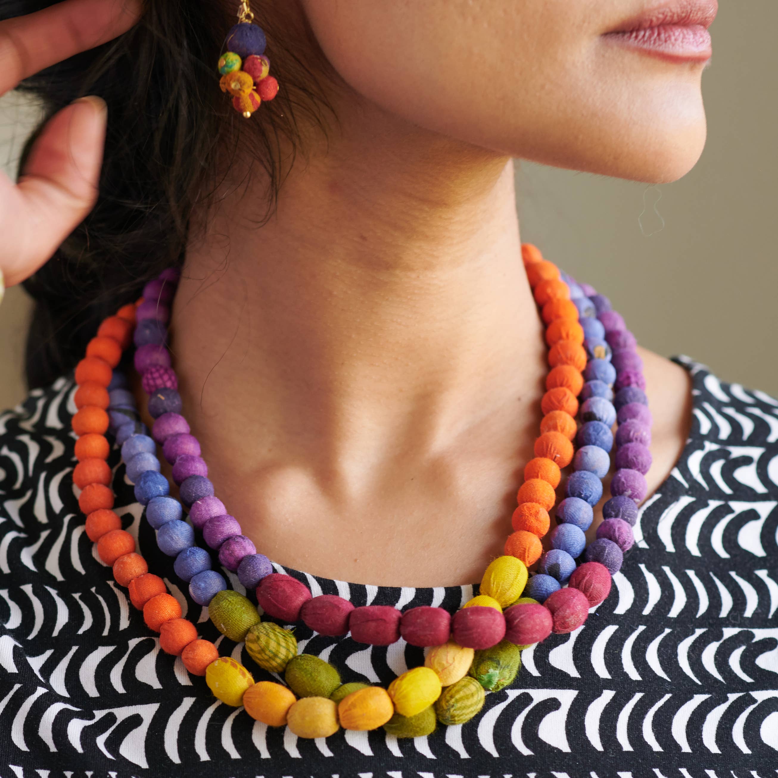 WorldFinds - Wholesale Kralen/parelketting - Kantha Couplet Ketting | Paars/Bordeaux2