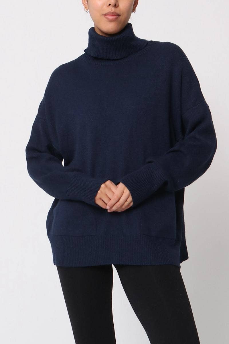 LÉA & LUC – wholesale Knitted jumper – Women′s – Turtleneck sweater with pockets REF. 003022