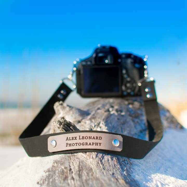 Personalized Leather Camera Strap for wholesale by Iron and Grain Leather Co.