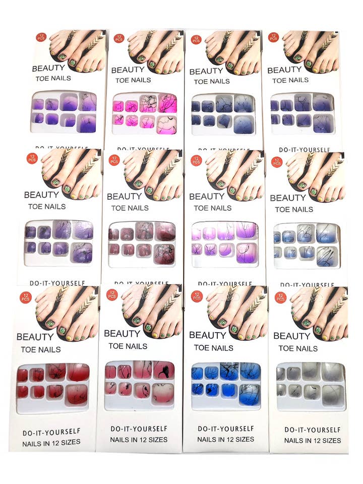Mix Colors Press-On Toenails for wholesale by Lucylou Collection