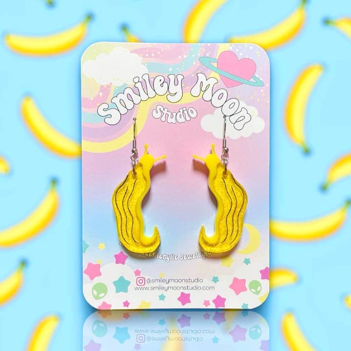 Smiley Moon Studio - Wholesale Dangle Earrings - Banana Slug Earrings