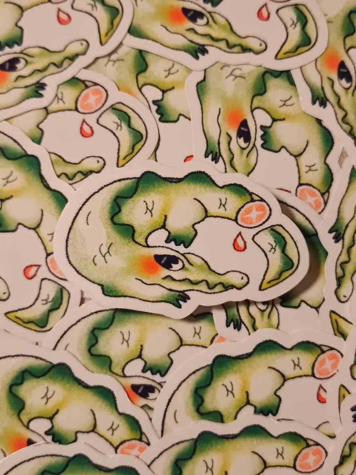 Glossy Crocodile Vinyl Sticker for wholesale by Hokeii Pokeii