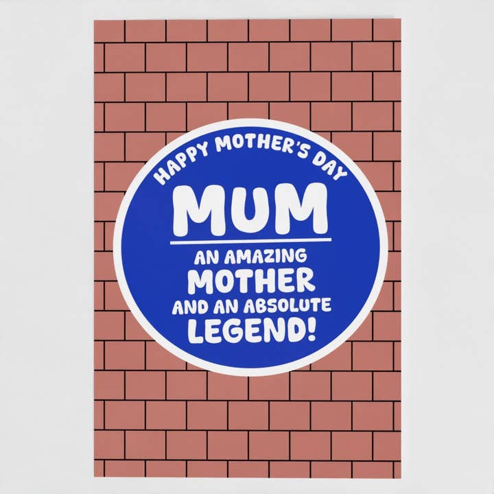 Amazing Mother and a Legend Blue Plaque Sign British Card for wholesale by The New Aesthetic