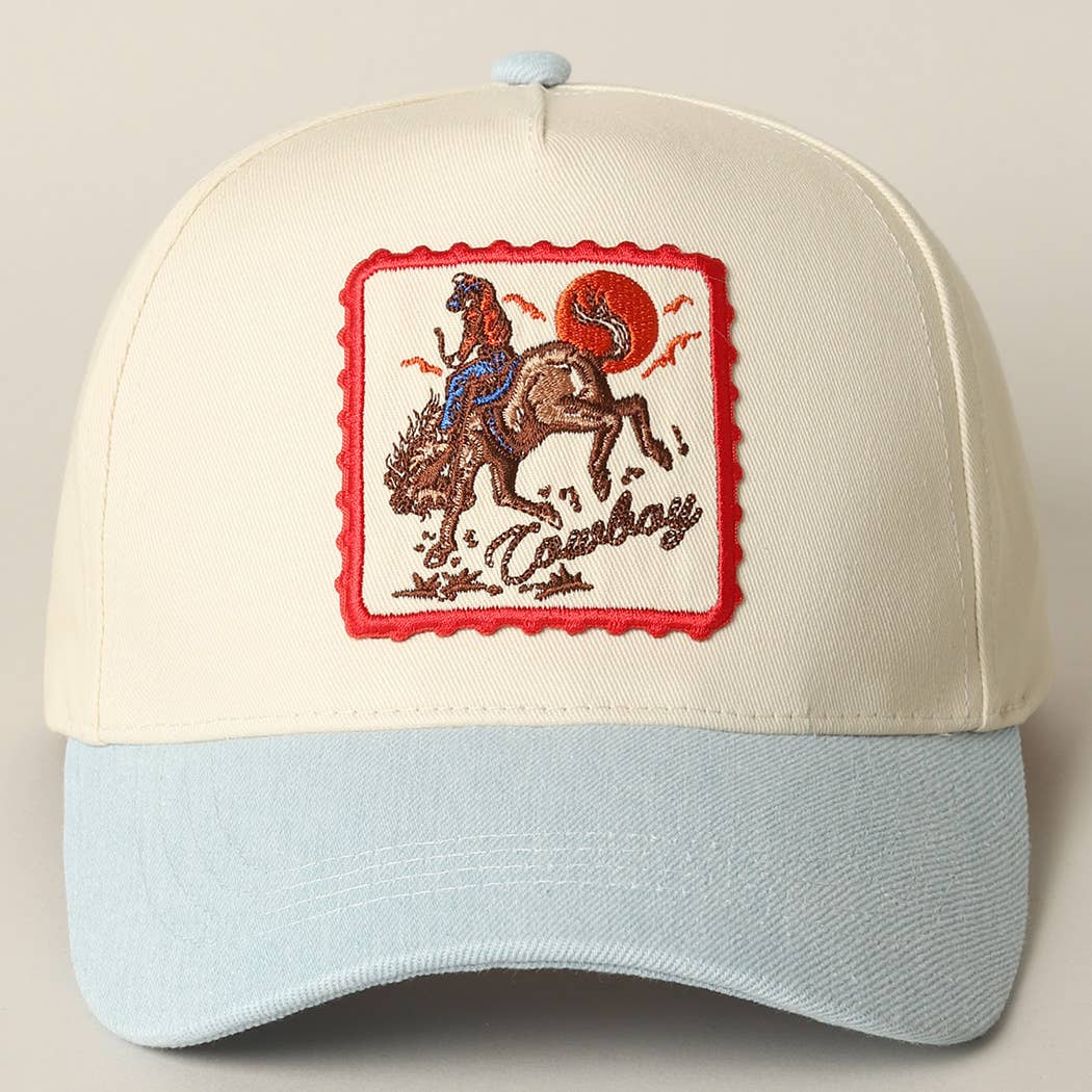 Fashion City - Wholesale Baseball Cap - Unisex - Detailed Cowboy Horse Embroidery Patch Denim Cap9