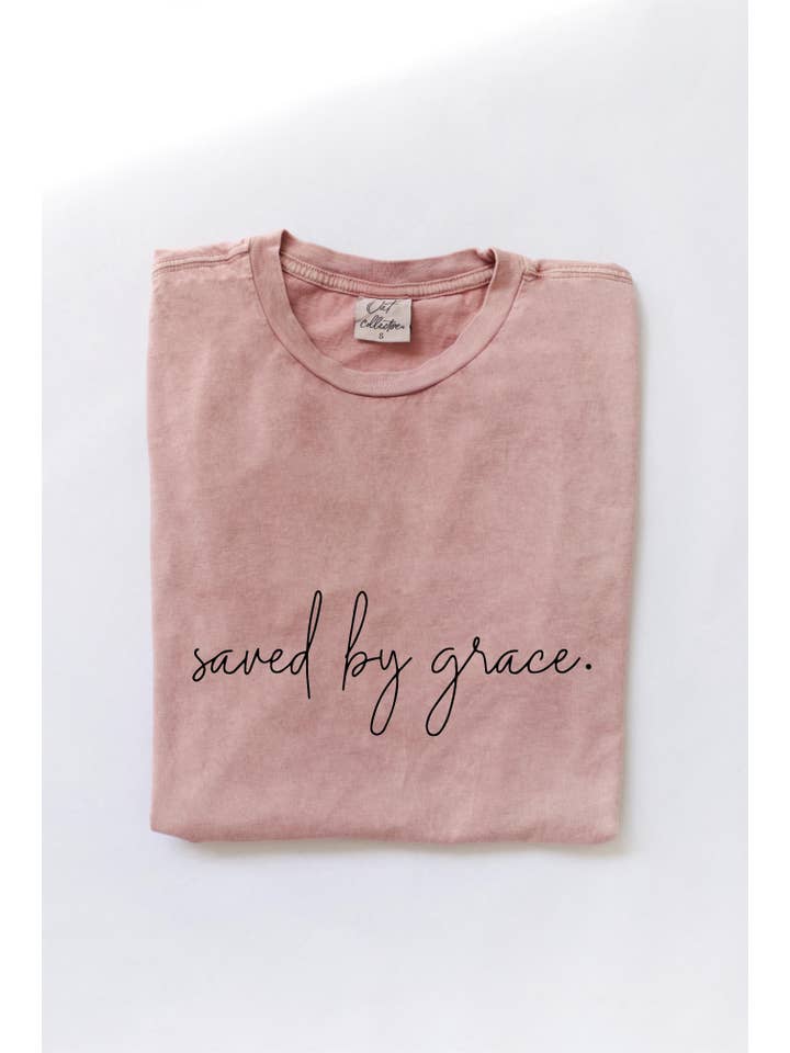 OAT COLLECTIVE - Wholesale Screen Printed T-Shirt - Women's - SAVED BY GRACE Mineral Washed Graphic Top7