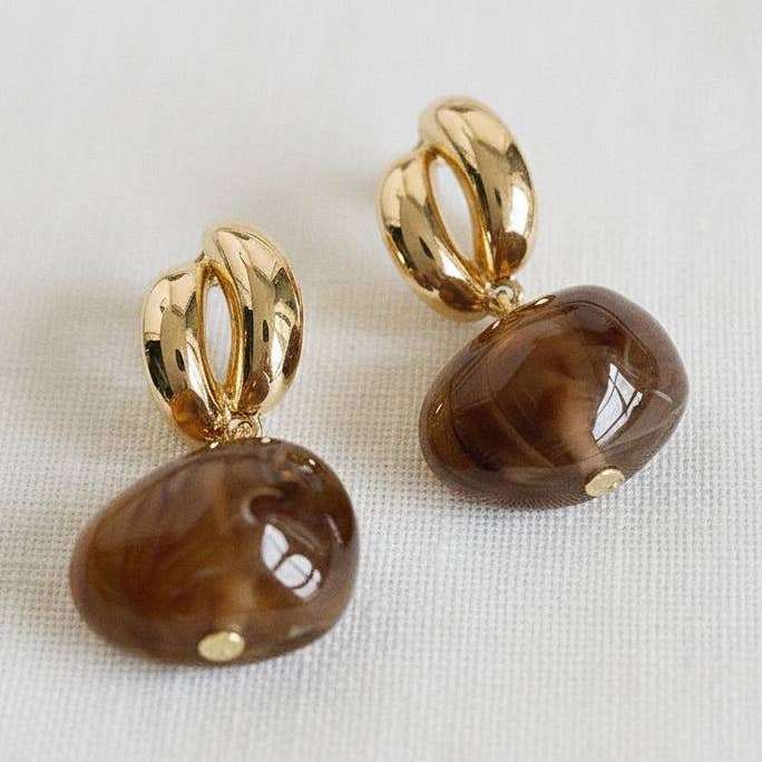 Orecchini pendenti ambra stile retrò francese per la vendita all'ingrosso da parte di Ellemadera