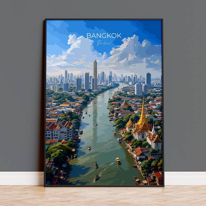 Art mural imprimé de Bangkok, affiche de voyage à Bangkok, art mural de Thaïlande, cadeau pour les amateurs d'art de Bangkok, cadeau de Thaïlande pour la vente par NQ Media Designs