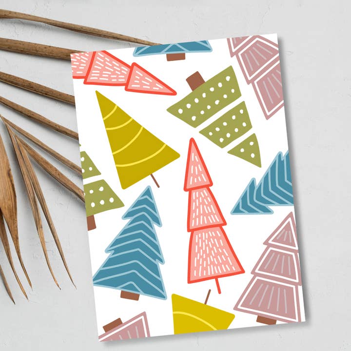 Alberi di Natale colorati | Biglietto di Natale per la vendita all'ingrosso da parte di JoeyPrints