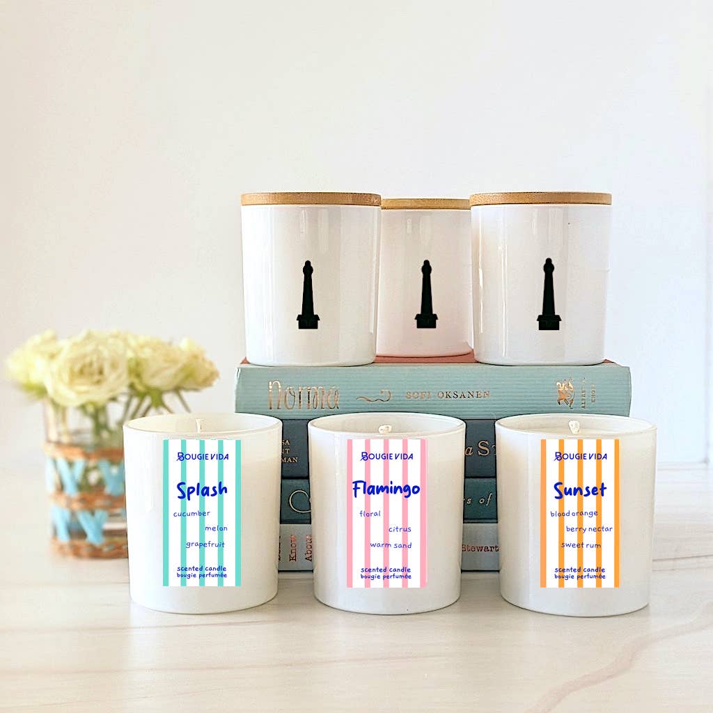 Bougie Vida - Vente Bougie en bocal - Bougie Signature en Verre de Soja 8 oz Flamant Rose4