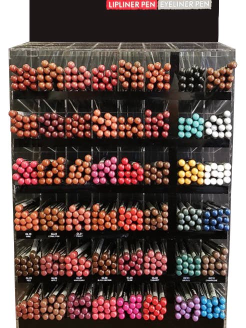 SPD48 - Conjunto de Exposição de 576 Peças de Lápis Curto para Olhos e Lábios de 48 Cores com 14 cm por atacado de Nabi Cosmetic