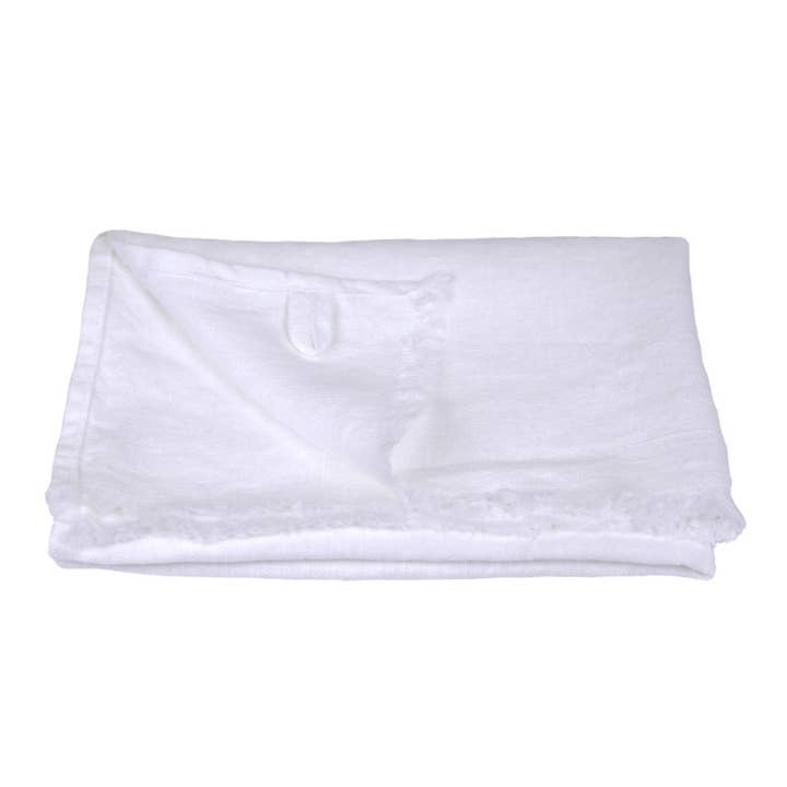 Linen Hand Towel – Stonewashed – Optic White w Frayed Edges for wholesale by LinenCasa