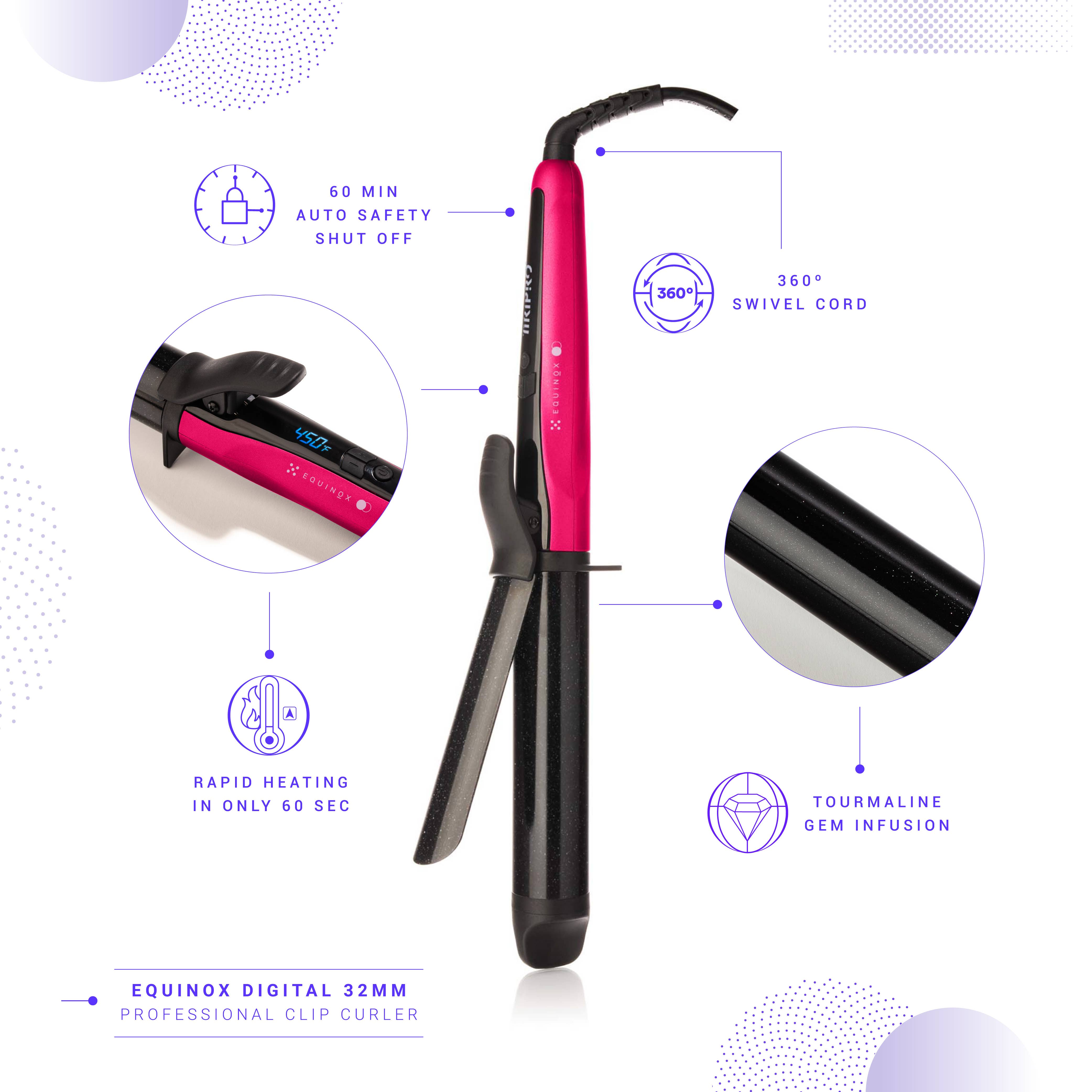 Tiri Pro - Wholesale Curling Iron/Wand - Equinox Digital 32mm Professional Clip Curler13