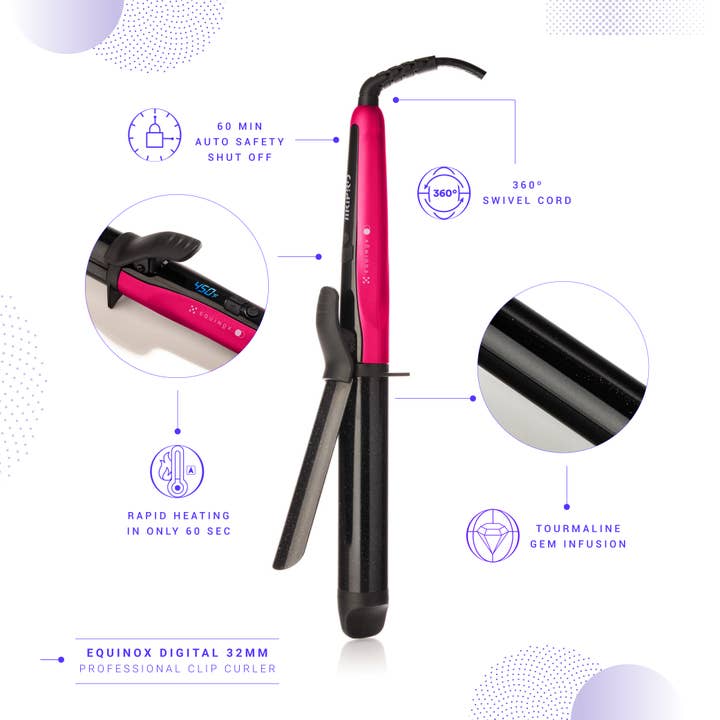Tiri Pro - Wholesale Curling Iron/Wand - Equinox Digital 32mm Professional Clip Curler13