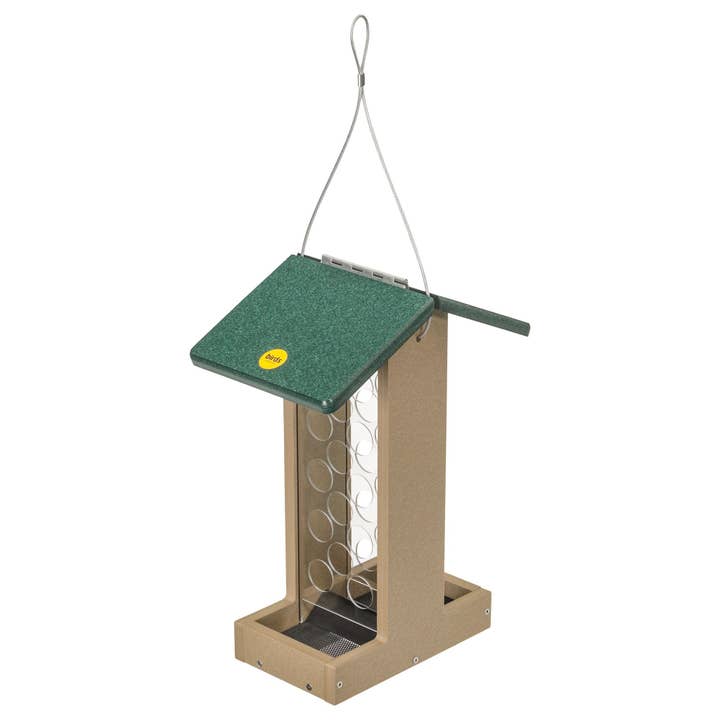 Bluejay Feeder in Taupe and Green Recycled Plastic for wholesale by Birds Choice