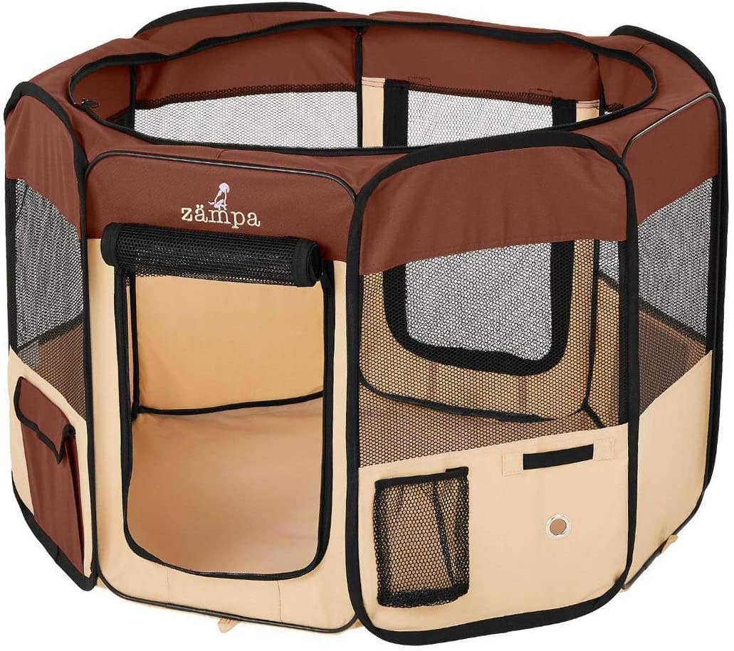 Portable Foldable Pet playpen Exercise Pen Kennel Case Brown for wholesale on Faire0