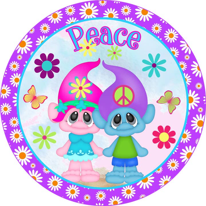 Vinyl Decal, Peace Sign, Trolls Sign, 10" Round Sign VINYL-D for wholesale by DecoExchange