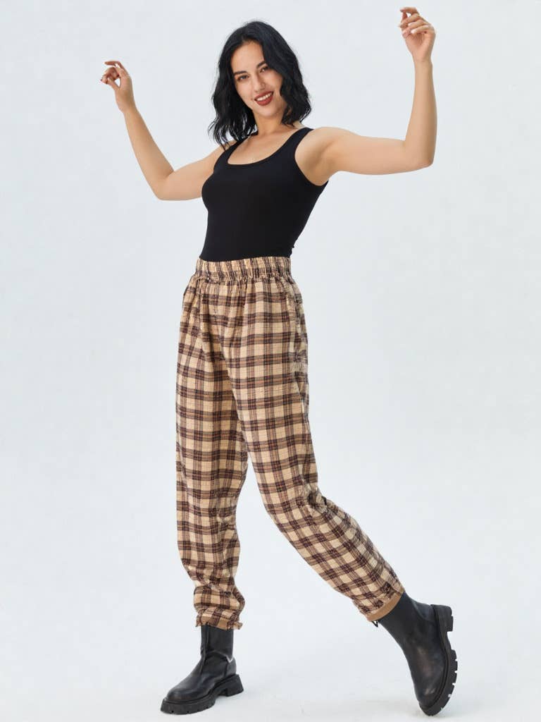 VERY J - Wholesale Pants - Women's - NP70310-Corduroy Flannel Plaid Cozy Comfy Pants20