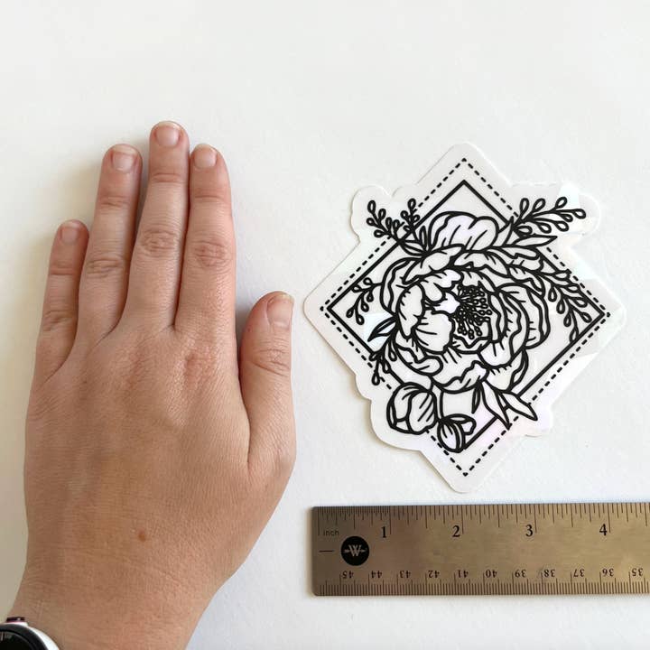 Art by Sharell - Vente Attrape-soleil - Attrape-soleil Pivoine pour fenêtre, Autocollant floral attrape-soleil8