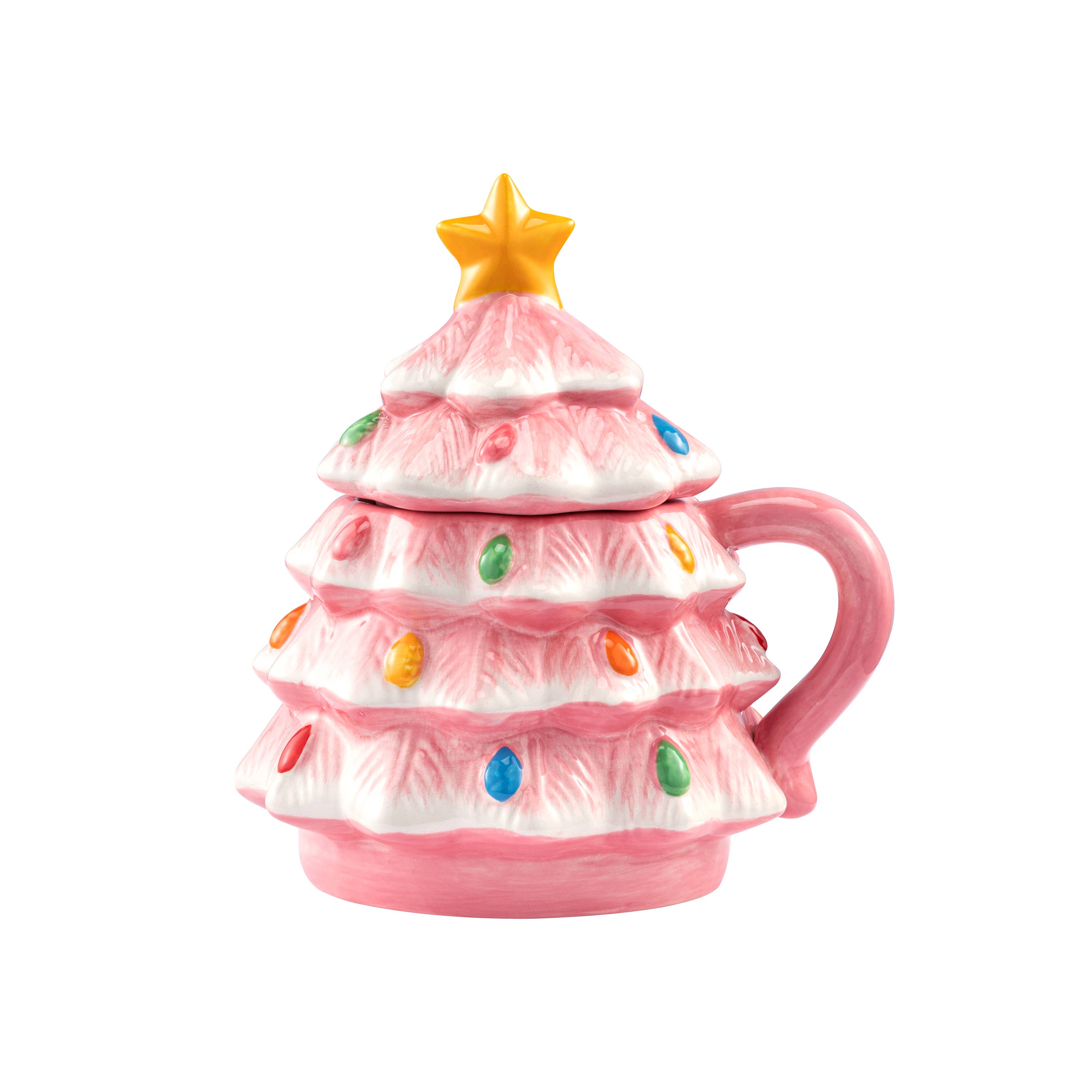 Mr. Christmas - Wholesale Coffee Mug - Figural Lidded Mug - 16oz Tree Mug - Pink0