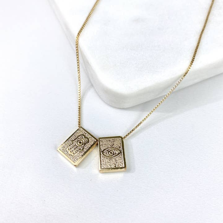 Luxus Accessories – Großhandel Kette mit Anhänger/Charm – Skapulier-Halskette mit 18-karätigem Gold gefüllt, 1 mm Box Link