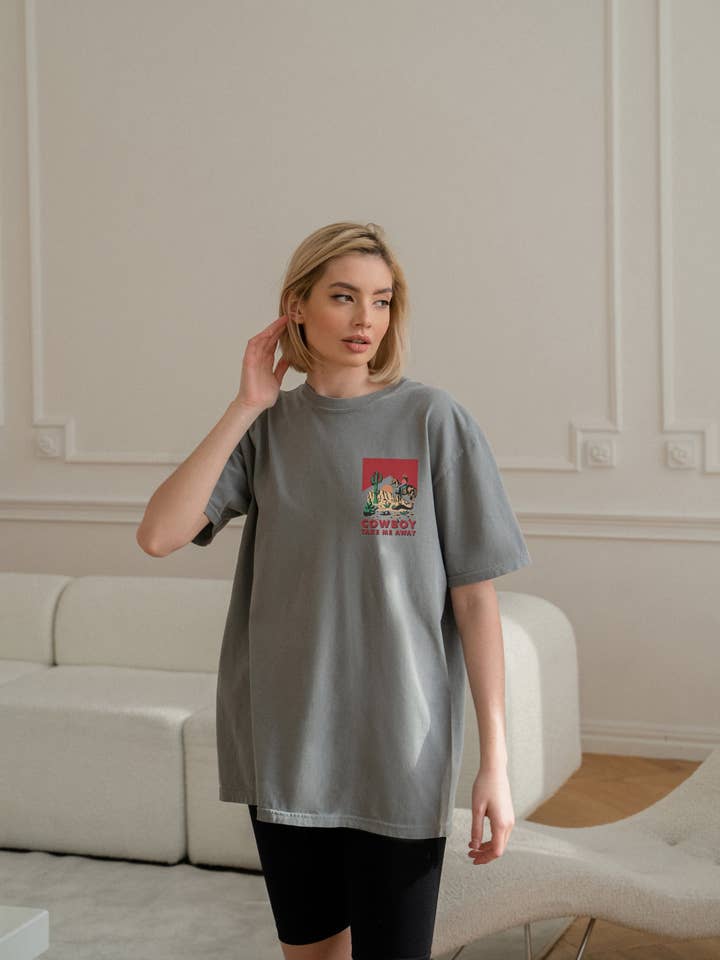 Cowboy Take Me Away Retro Western Country Concert Tee Dress for wholesale by Monday Muse