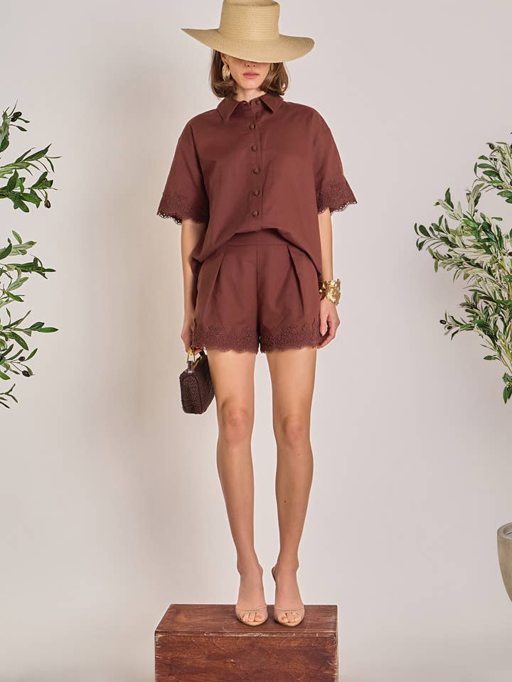 Camisa de Linho com Renda por atacado de English Factory