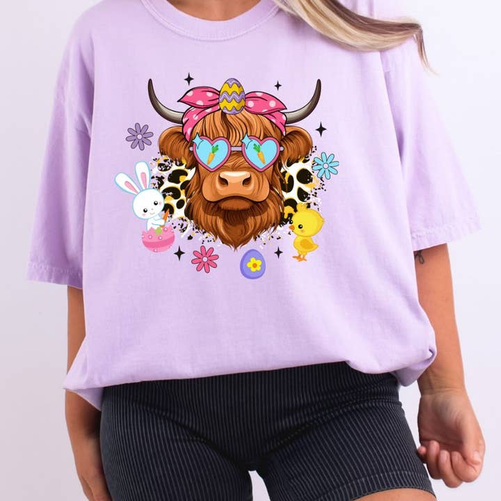 Highland Cow Easter for wholesale by Trendy Tees Wholesale And Boutique