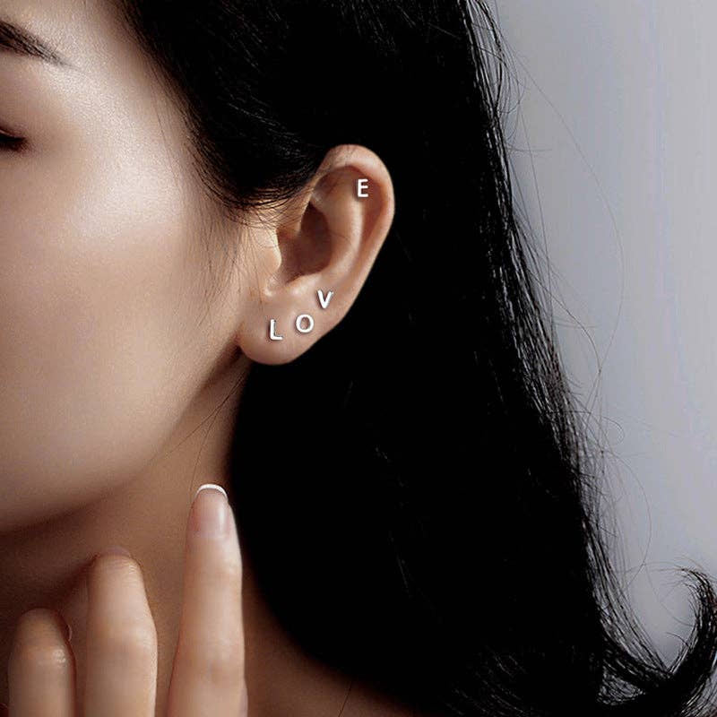 Perimade & Co. LLC - Wholesale Stud/Post Earrings - Dainty Initial Letter Stud Earrings in 925 Sterling Silver30