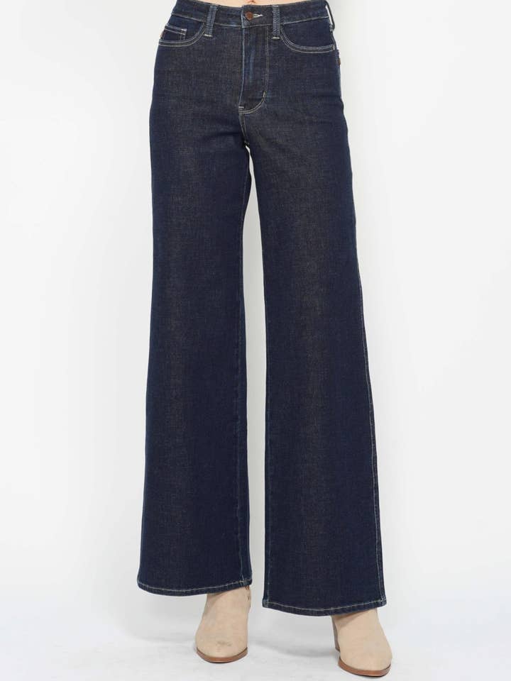 HW Tummy Control Dark Wash Retro Wide for wholesale by Judy Blue Jeans