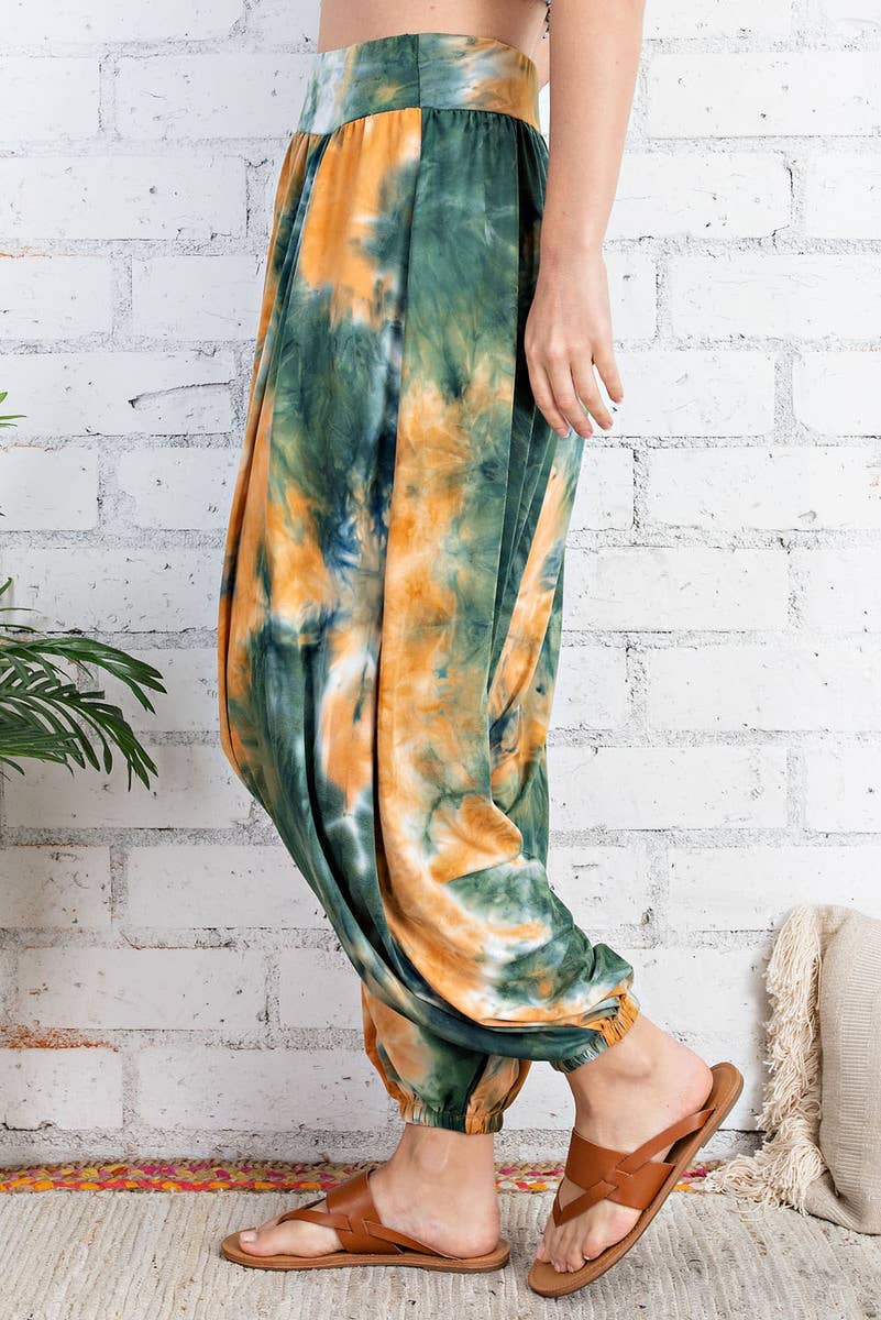 FSL Apparel - Wholesale Pants - Women's - SP6761 - TIE DYE PRINTED JERSEY CINCHED HAREM PANTS2