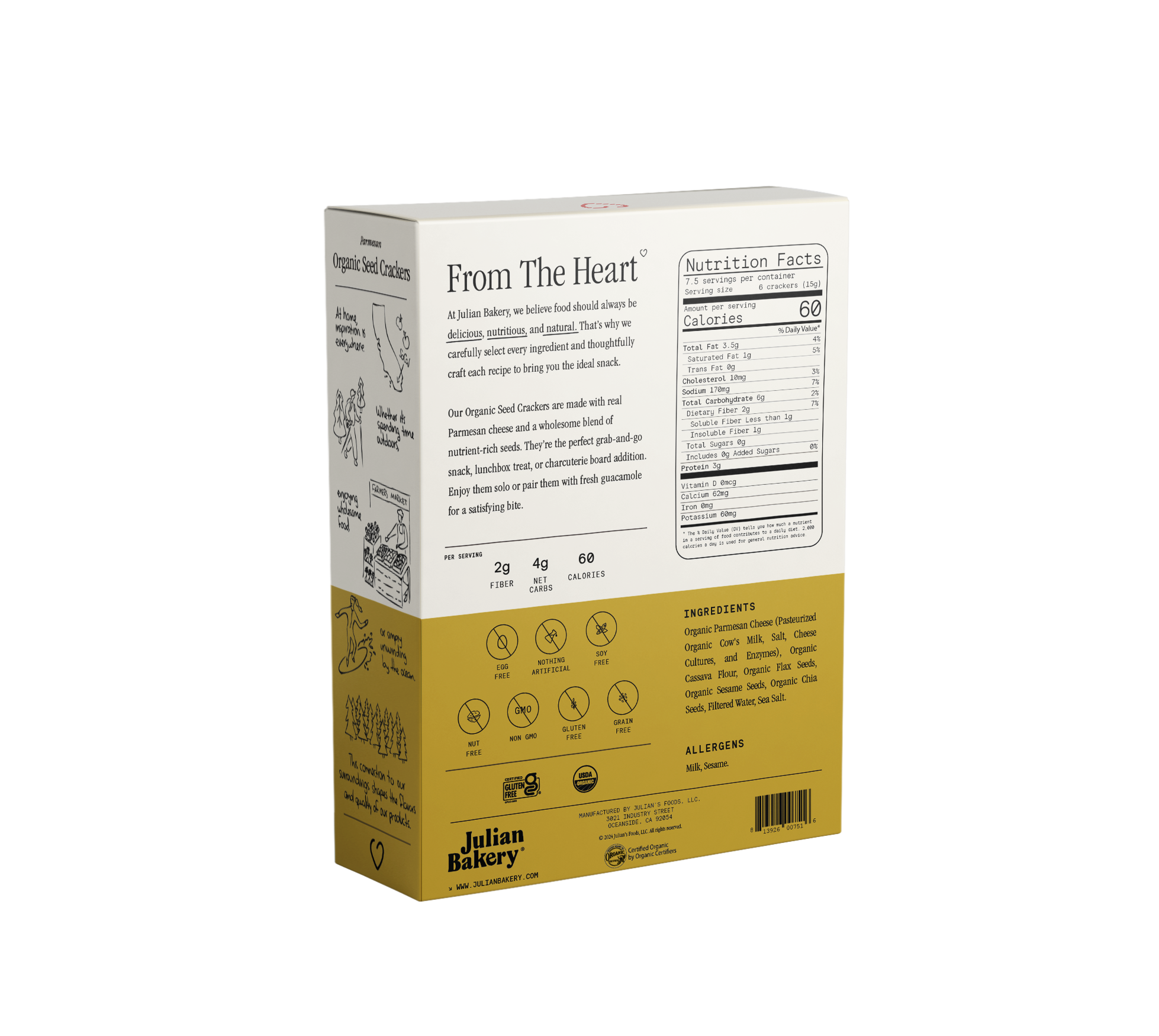 Julian Bakery - Vente Biscuit salé - Crackers aux graines biologiques - Parmesan 113g4