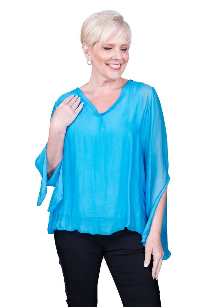 TINA Stephens Italy/Tees By Tina - Wholesale Blouse - Women's - Tiffany Silk Butterfly Bottom Open Wrist (BLS218)14