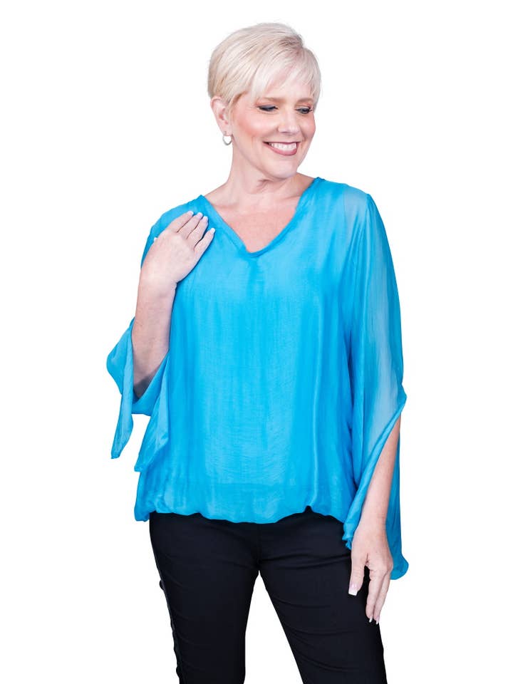 TINA Stephens Italy/Tees By Tina - Wholesale Blouse - Women's - Tiffany Silk Butterfly Bottom Open Wrist (BLS218)14