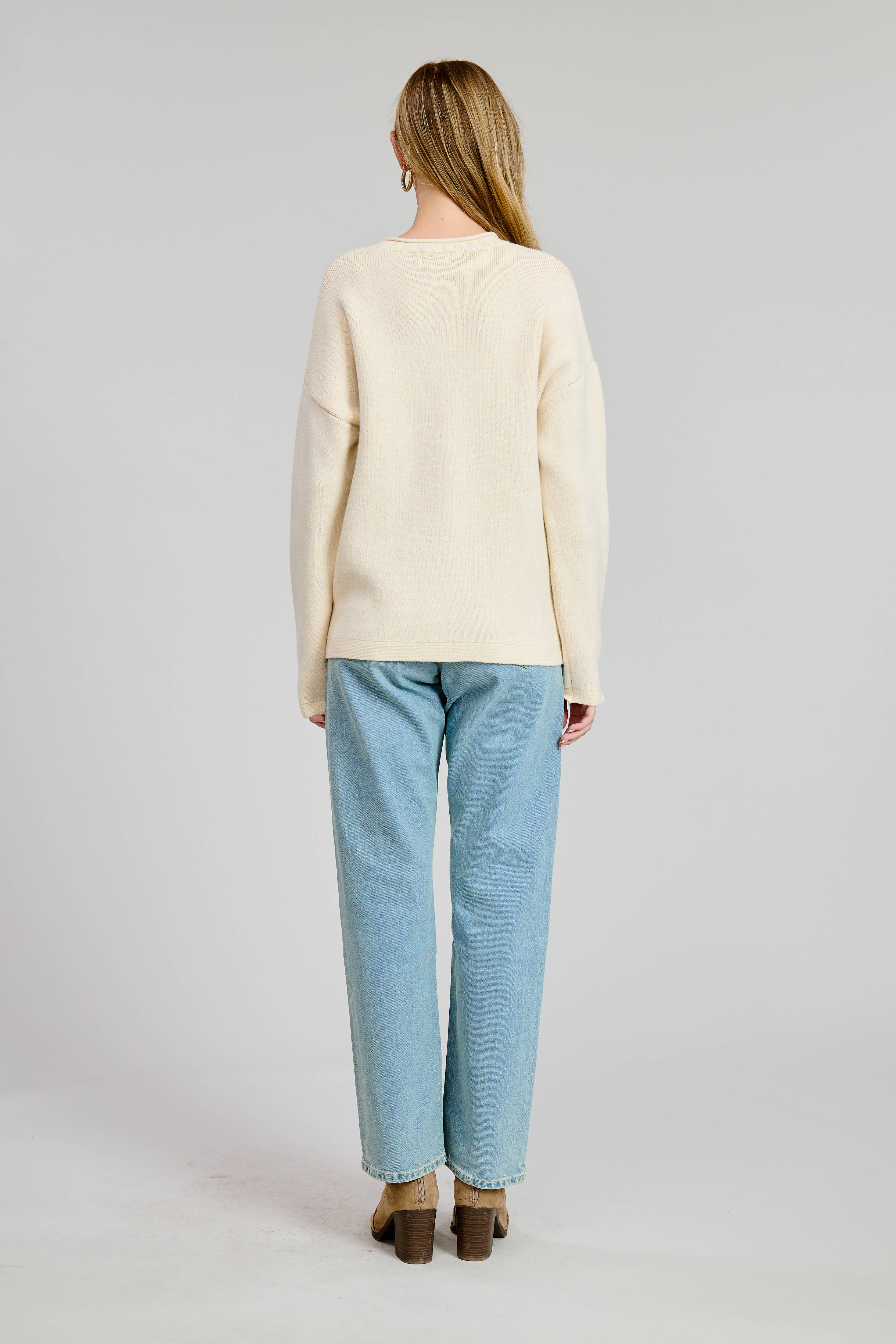 FLAT WHITE - Wholesale Knit Sweater - Women's - Tomato Crewneck Pullover 4