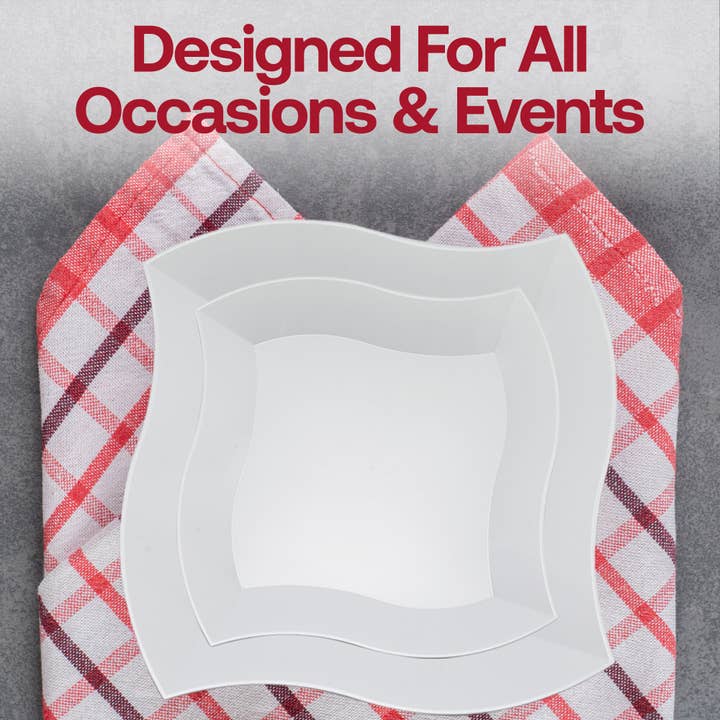 Smarty had a Party - Wholesale Disposable plate - 10" White Wave Plastic Dinner Plates - 120 pcs6