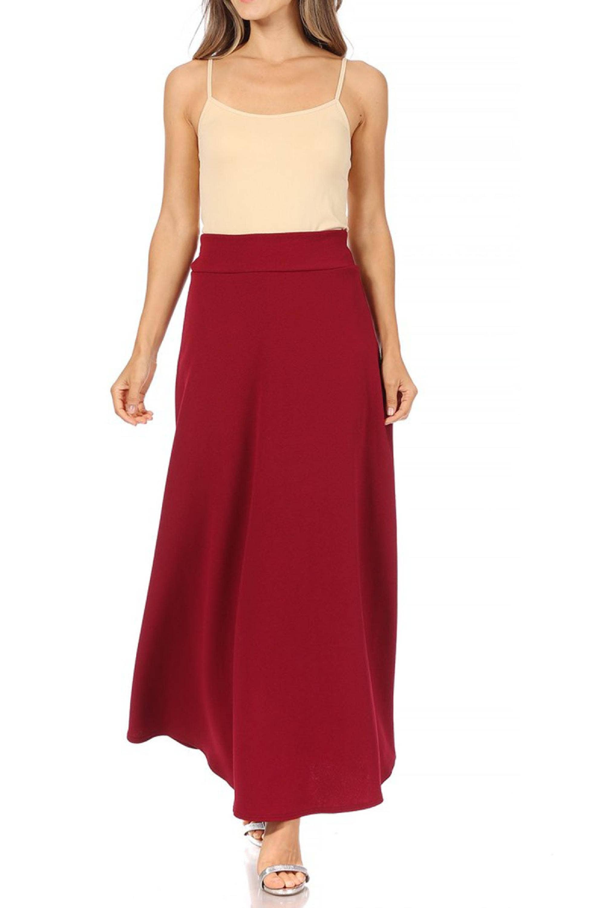 MOA COLLECTION - Wholesale Skirt - Women's - Women's Casual Solid Flare A-line Long Skirt4
