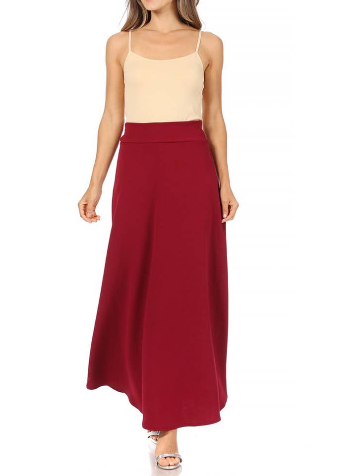 MOA COLLECTION - Wholesale Skirt - Women's - Women's Casual Solid Flare A-line Long Skirt4