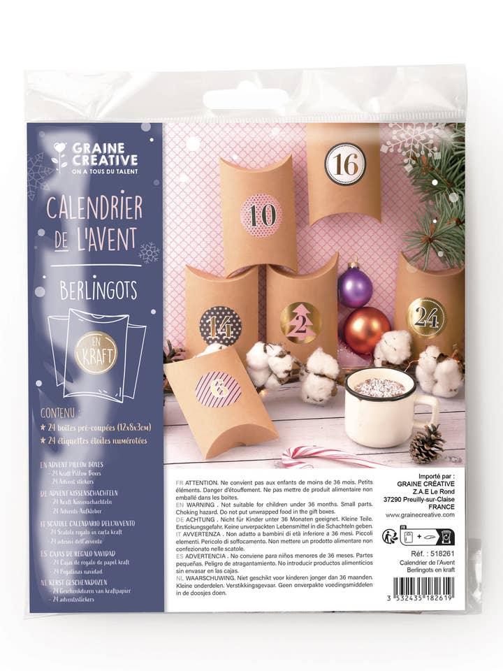 ADVENT CALENDAR BOX KRAFT BERLINGOT for wholesale by Graine Créative