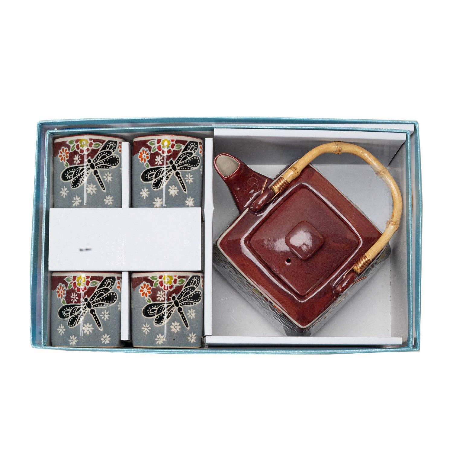 Urban Tokyo - Wholesale Tea Set - Dragonfly Tombo Design Tea Set 20oz Tea Pot with 4 Hexagon Cups (4/8)5