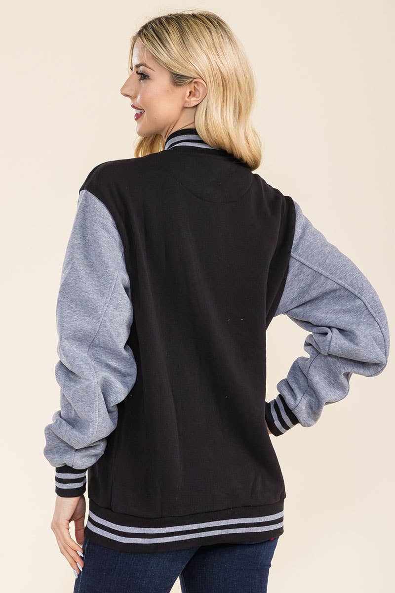 WEIV - Wholesale Varsity/Baseball Jacket - Women's - Boyfriend Fleece Varsity Jacket2