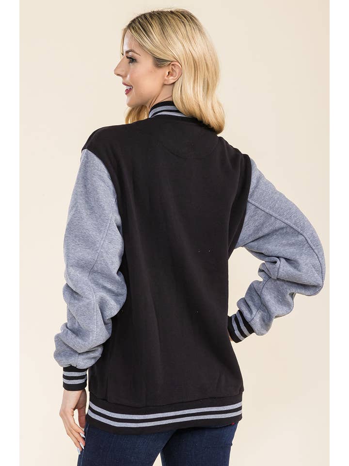 WEIV - Wholesale Varsity/Baseball Jacket - Women's - Boyfriend Fleece Varsity Jacket2