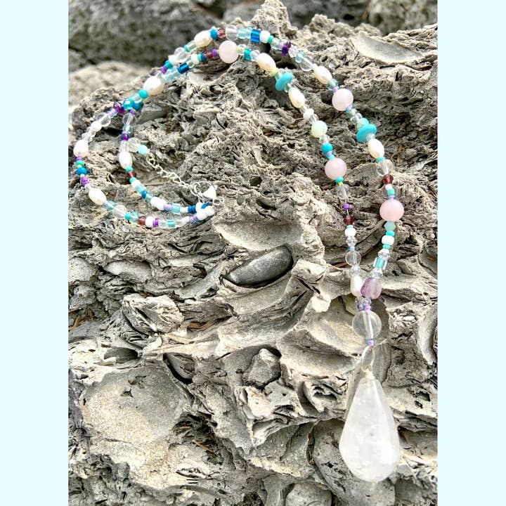 Quartz Crystal Teardrop Necklace for wholesale by Spirit Shack