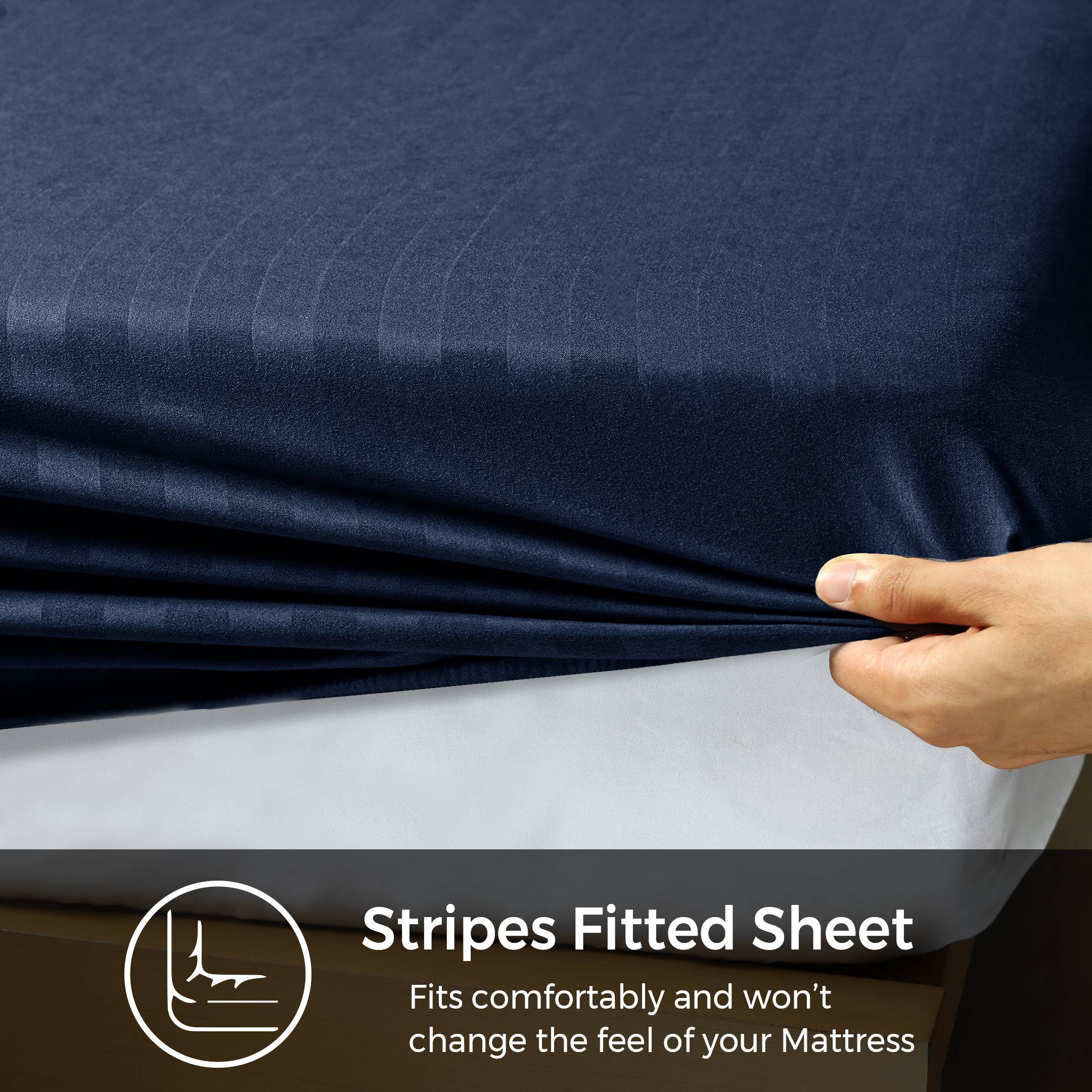 Cotton Passion - Wholesale Fitted Sheet - Satin Stripe Deep Pocket Fitted Sheets Deep Up to 25cm12