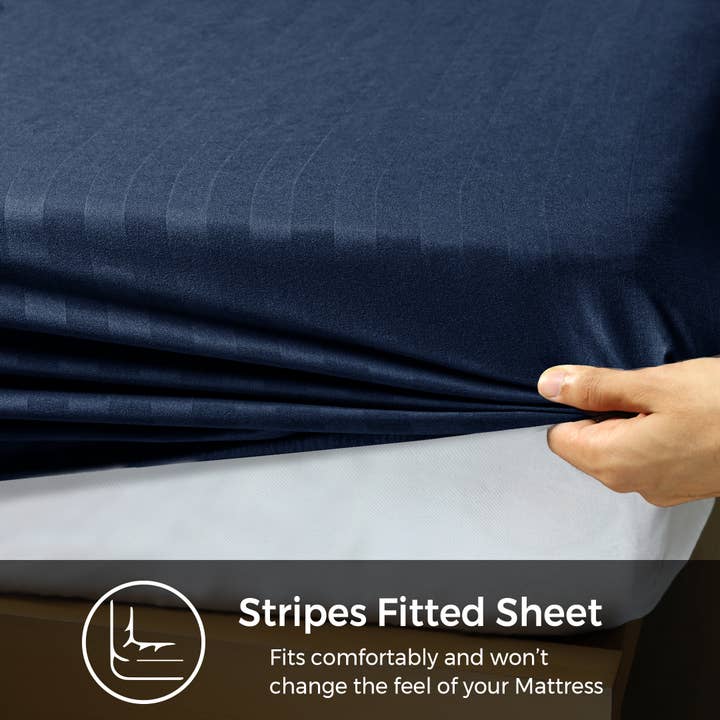 Cotton Passion - Wholesale Fitted Sheet - Satin Stripe Deep Pocket Fitted Sheets Deep Up to 25cm12