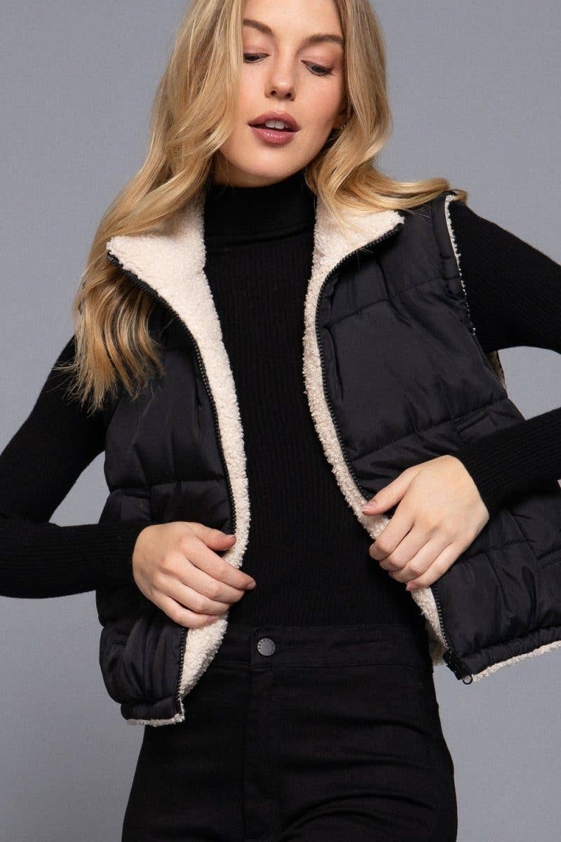 Vanilla Monkey - Wholesale Outerwear Vest - Women's - Reversible Fur Padding Vest3