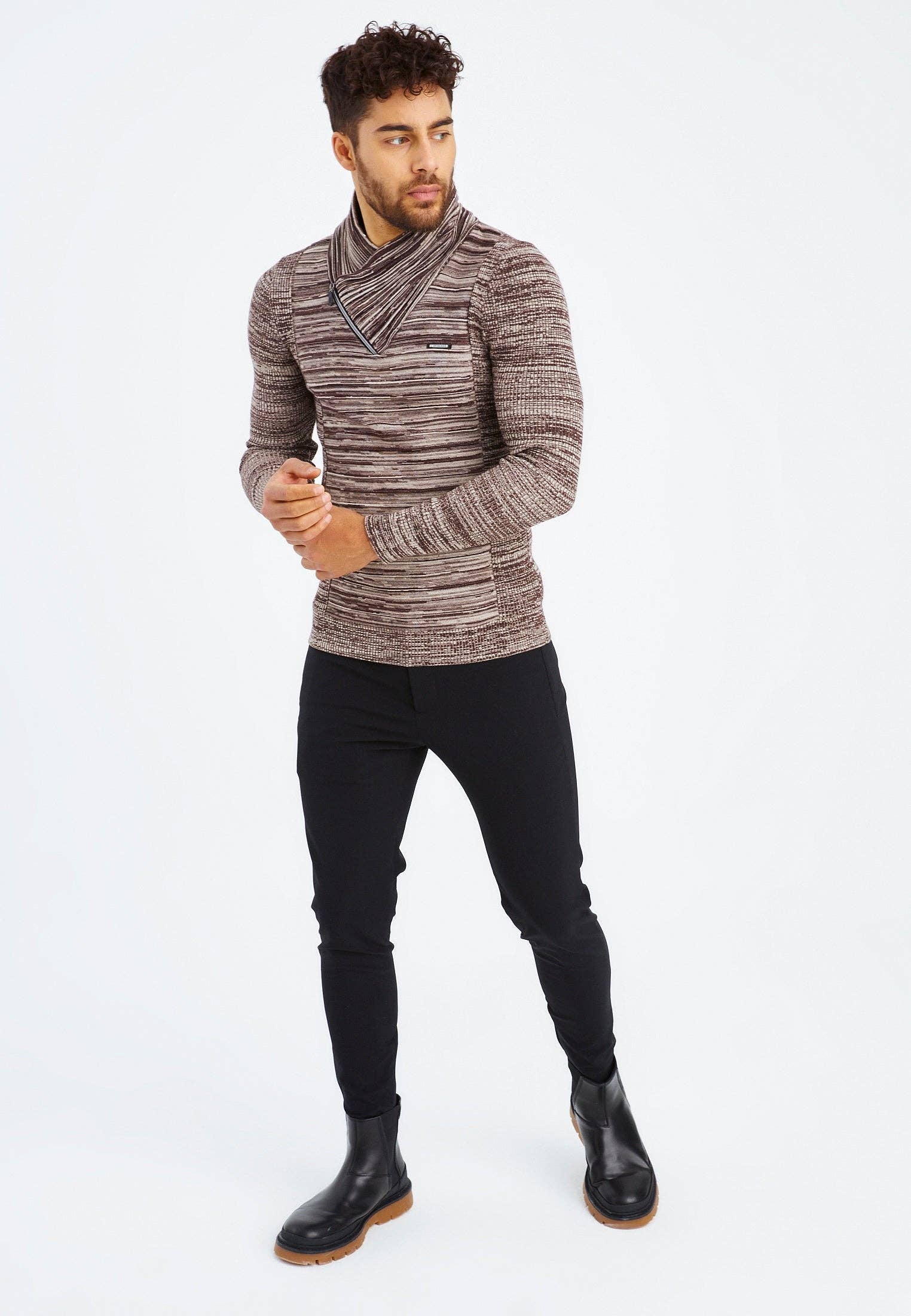 Leif Nelson GmbH - Wholesale Knit Sweater - Men's - Men's Knit Sweater Fine Knit Shawl Collar LN-153514
